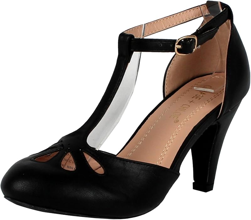 Chase Chloe Kimmy 36 Teardrop T Strap Mid Heel Dress Pumps